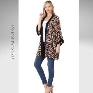 Zenana Tan Leopard Kimono
